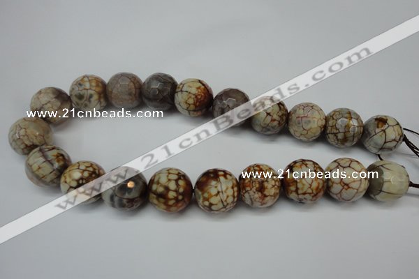 CAG5888 15 inches 20mm faceted round fire crackle agate beads