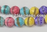 CAG5890 15 inches 10mm faceted round tibetan agate beads wholesale