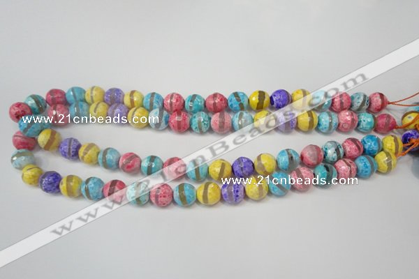CAG5890 15 inches 10mm faceted round tibetan agate beads wholesale