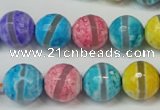 CAG5892 15 inches 12mm faceted round tibetan agate beads wholesale