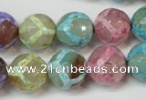 CAG5894 15 inches 14mm faceted round tibetan agate beads wholesale