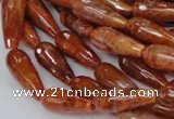 CAG590 15.5 inches 8*16mm faceted teardrop natural fire agate beads