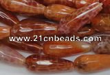 CAG591 15.5 inches 10*25mm faceted teardrop natural fire agate beads