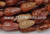 CAG593 15.5 inches 8*16mm teardrop natural fire agate beads