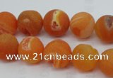 CAG5935 15 inches 12mm round matte druzy agate beads wholesale