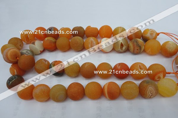 CAG5937 15 inches 16mm round matte druzy agate beads wholesale