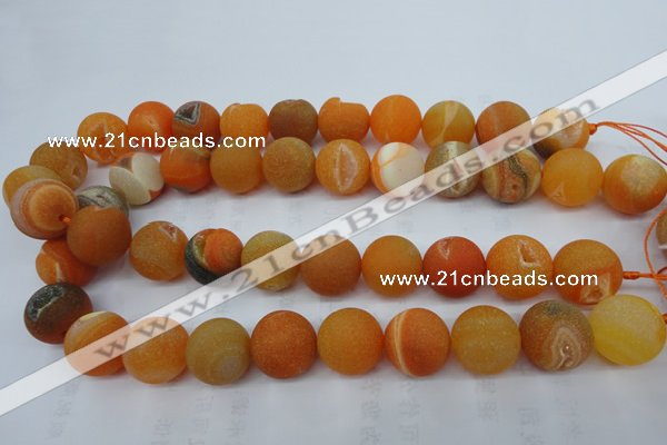 CAG5938 15 inches 18mm round matte druzy agate beads wholesale