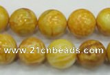 CAG5941 15.5 inches 12mm round yellow crazy lace agate beads