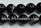 CAG5946 15.5 inches 12mm round black line agate beads wholesale