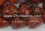 CAG595 15.5 inches 15*20mm teardrop natural fire agate beads