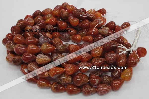 CAG595 15.5 inches 15*20mm teardrop natural fire agate beads