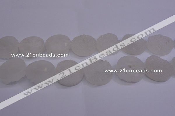 CAG5983 15.5 inches 30mm coin white agate gemstone beads