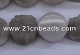 CAG5985 15.5 inches 16mm coin grey agate gemstone beads