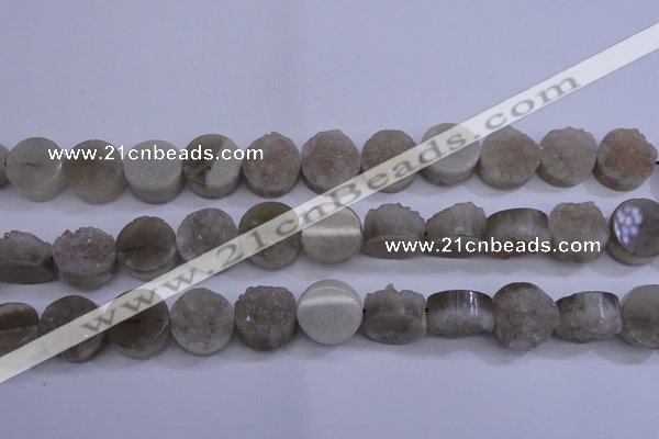 CAG5985 15.5 inches 16mm coin grey agate gemstone beads