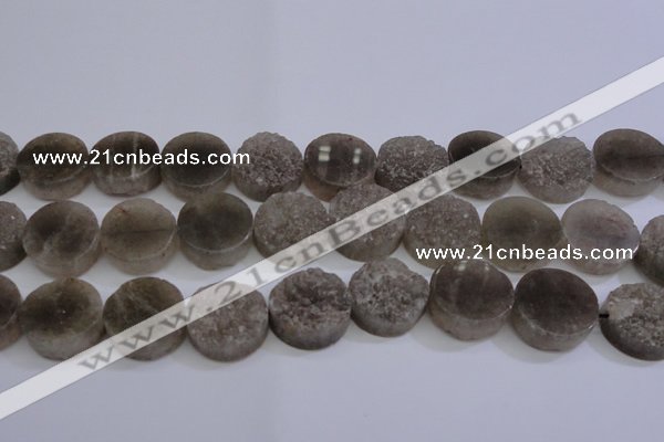 CAG5986 15.5 inches 20mm coin grey agate gemstone beads