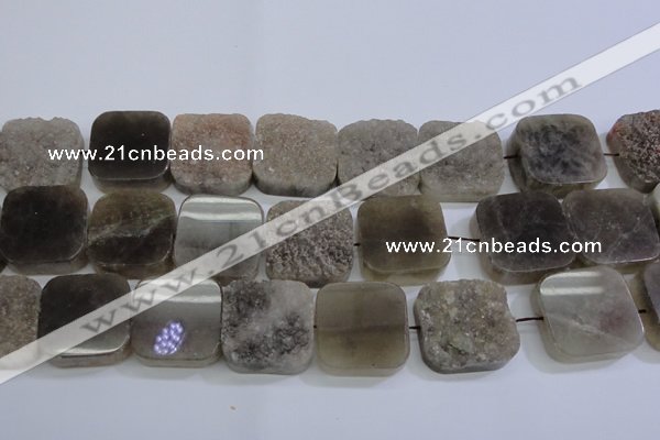 CAG5988 15.5 inches 25*25mm square grey agate gemstone beads