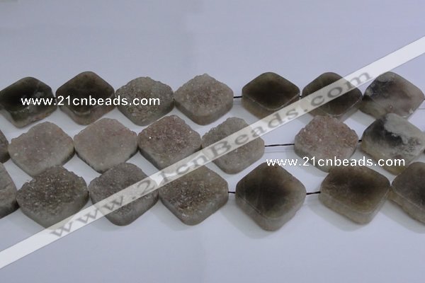 CAG5989 15.5 inches 25*25mm diamond grey agate gemstone beads