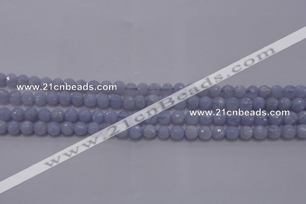 CAG5996 15.5 inches 6mm faceted round blue lace agate beads