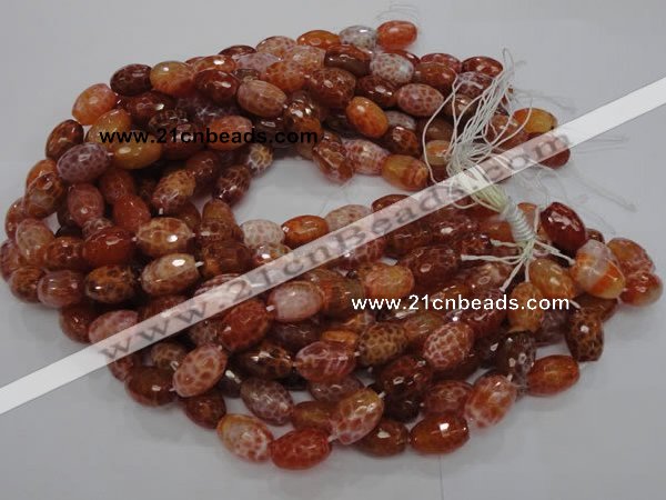 CAG600 15.5 inches 12*16mm faceted rice natural fire agate beads