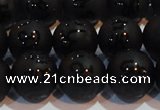 CAG6004 15.5 inches 12mm carved round matte black agate beads