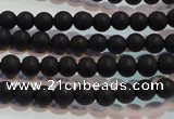 CAG6010 15.5 inches 4mm round matte black agate beads