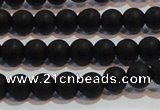 CAG6011 15.5 inches 6mm round matte black agate beads