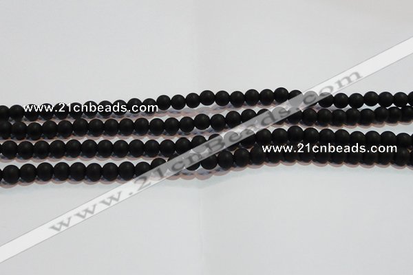 CAG6011 15.5 inches 6mm round matte black agate beads