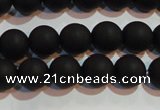 CAG6012 15.5 inches 8mm round matte black agate beads