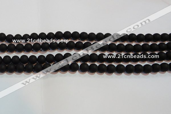 CAG6012 15.5 inches 8mm round matte black agate beads