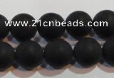 CAG6013 15.5 inches 10mm round matte black agate beads