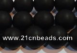 CAG6014 15.5 inches 12mm round matte black agate beads