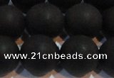 CAG6015 15.5 inches 14mm round matte black agate beads