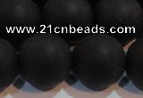 CAG6016 15.5 inches 16mm round matte black agate beads