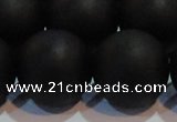 CAG6017 15.5 inches 18mm round matte black agate beads