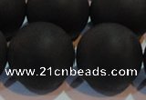 CAG6018 15.5 inches 20mm round matte black agate beads