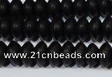 CAG6021 15.5 inches 4*8mm rondelle matte black agate beads