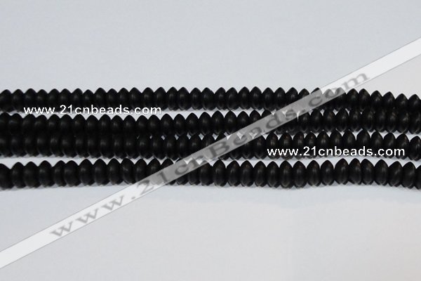 CAG6021 15.5 inches 4*8mm rondelle matte black agate beads