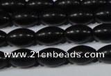 CAG6024 15.5 inches 6*9mm rice matte black agate beads