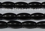 CAG6025 15.5 inches 6*12mm rice matte black agate beads