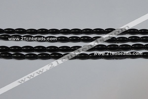 CAG6025 15.5 inches 6*12mm rice matte black agate beads