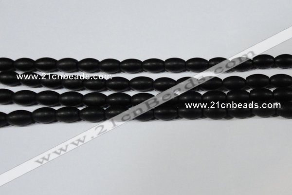 CAG6026 15.5 inches 8*12mm rice matte black agate beads