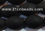 CAG6028 15.5 inches 13*18mm rice matte black agate beads