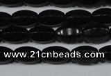 CAG6029 15.5 inches 6*10mm faceted rice matte black agate beads