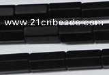 CAG6035 15.5 inches 6*12mm faceted tube matte black agate beads