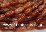 CAG604 15.5 inches 6*12mm rice natural fire agate beads wholesale