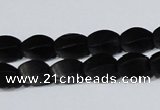 CAG6040 15.5 inches 5*8mm twisted rice matte black agate beads