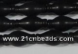 CAG6044 15.5 inches 8*16mm carved vase-shaped matte black agate beads