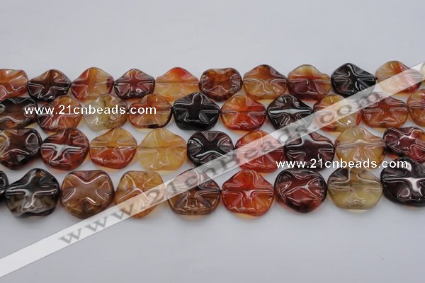 CAG6055 15.5 inches 20mm wavy coin dragon veins agate beads