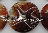 CAG6057 15.5 inches 40mm wavy coin dragon veins agate beads