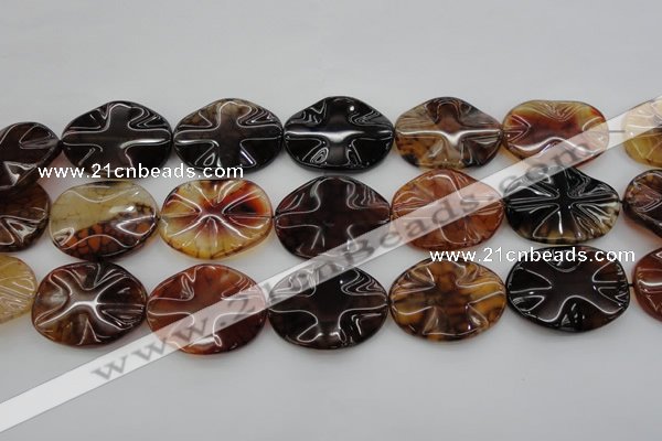 CAG6061 15.5 inches 22*30mm wavy oval dragon veins agate beads